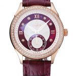 Omega DeVille Prestige Dark Red Dial Gold Diamond Case Dark Red Leather Bracelet  1454125