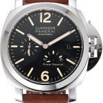 Panerai Luminor Automatic Power Reserve Black Dial Stainless Steel Case Brown Leather Strap
