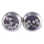 Cartier Replica Diamond Stud Logo Accent Stainless Steel Cufflinks