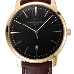 Swiss Vacheron Constantin Patrimony Black  Dial Gold Case Brown Leather Bracelet  1454179