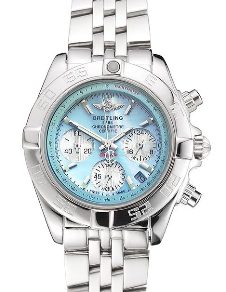 Breitling Chronomat Quartz Light Blue Dial Stainless Steel Case And Bracelet
