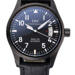 Swiss IWC Mark XVII Black Steel Case Black Dial Black Leather Bracelet  622667