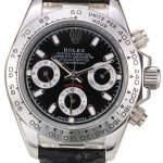 Rolex Daytona Lady Stainless Steel Case Black Dial Black Leather Strap Tachymeter