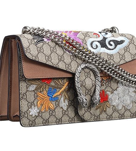 Gucci Dionysus GG Supreme Canvas Bird And Flowers And Brown Suede Trim 18927101