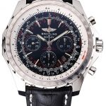 Swiss Breitling Bentley Black Croco Leather Bracelet Black Dial 80286