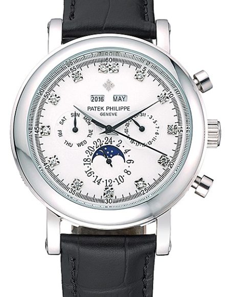 Patek Philippe Grand Complications Perpetual Calendar White Dial Black Leather Bracelet