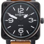 Bell and Ross BR 01-94 Black Dial Black Case Brown Leather Strap