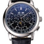 Patek Philippe Grand Complications Black Dial Black Leather Bracelet