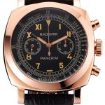 Swiss Panerai Radiomir 1940 Chronograph Black Dial Rose Gold Case Black Leather Strap