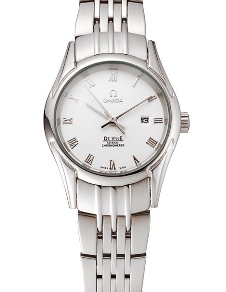 Omega De Ville Ladies White Dial Roman Numerals Stainless Steel Case And Bracelet 1453792