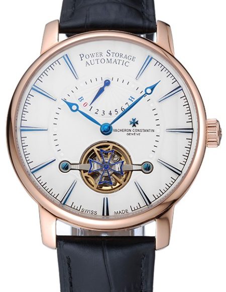 Vacheron Constantin Tourbillion Power Reserve White Dial Gold Case Black Leather Bracelet  1454272