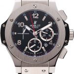 Swiss Hublot Big Bang Black Dial Silver Case Black Rubber Bracelet 1453900