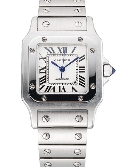 Swiss Cartier Santos White Dial Stainless Steel Case And Bracelet  622882