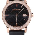 Burberry The City Classic Diamonds Case Black Dial Black Bracelet  622569
