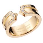 Cartier Replica Crystal Stud Pointed Open Tip Center Gold Band