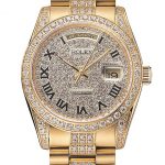 Swiss Rolex Day-Date Diamond Pave Dial Gold Diamond Bracelet 1453956