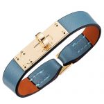 Hermes Micro Kelly Gold Hardware Bracelet Blue