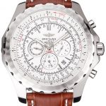 Breitling Bentley Motors T Stainless Steel Case White Dial Brown Leather Bracelet 622234