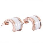 Bvlgari Replica White Ceramic Center Engraved Rose Gold Rim Studs