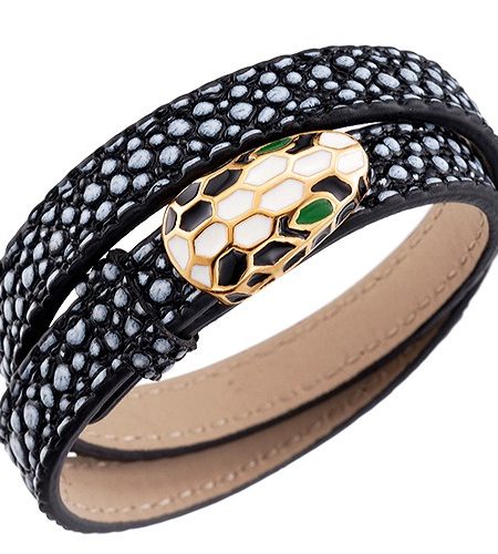 Bvlgari Serpenti Magenta Leather Gold Hardware Bracelet 700526