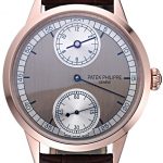 Patek Philippe Geneve Two Dial Gray Dial Rose Gold Bezel Brown Leather Band  622148