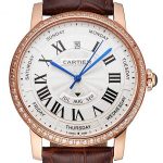 Swiss Cartier Ballon Bleu GMT Silver Dial Stainless Steel Case Two Tone Rose Gold Steel Bracelet