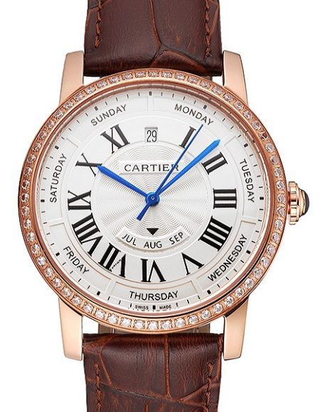 Swiss Cartier Ballon Bleu GMT Silver Dial Stainless Steel Case Two Tone Rose Gold Steel Bracelet