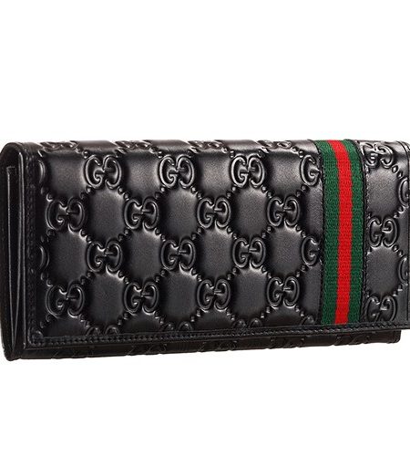 Gucci Signature Black Wallet With Web Detail