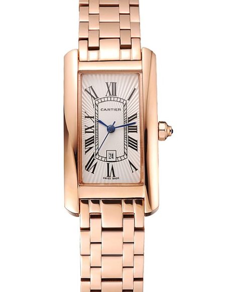 Cartier Tank Americaine White Dial Rose Gold Case And Bracelet 1453780