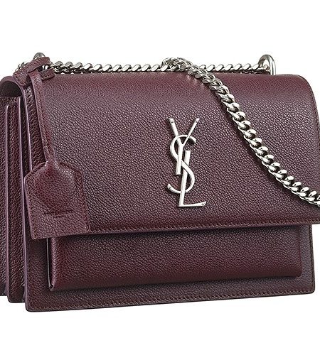 Saint Laurent Sunset Burgundy Leather Medium Bag 18927395