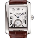 Swiss Cartier Tank MC White Dial Stainless Steel Case Brown Leather Strap
