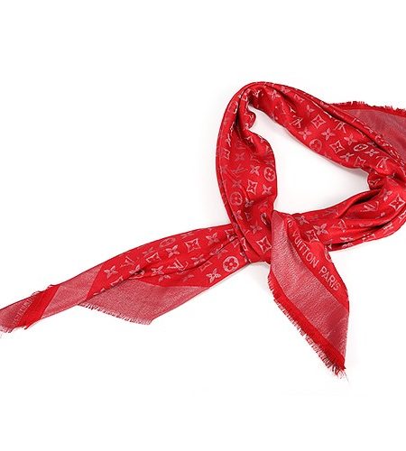 Louis Vuitton Monogram Silver Sunrise Red Shawl 621869