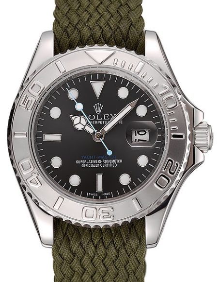 Rolex Yacht Master Green Dial Green Fabric Bracelet 1453869