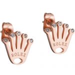 Rolex crown logo diamond rose gold plated earrings 700849