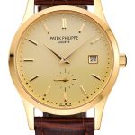 Patek Philippe Calatrava Gold Dial Gold Case Brown Leather Strap  622846