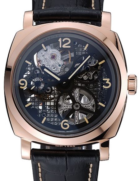 Panerai Radiomir Tourbillon GMT Ceramica Lo Scienziato Black Leather Bracelet 1454230