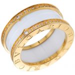Bvlgari B.zero1 4-band white Ceramic center diamond gold ring 700842