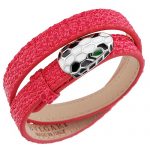Bvlgari Serpenti Magenta Leather Silver Hardware Bracelet 700521
