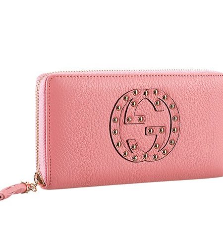 Gucci Soho Disco Studded Wallet Pink
