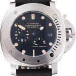 Panerai Luminor Submersible Black Dial Stainless Steel Case Black Leather Strap