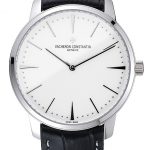 Swiss Vacheron Constantin Patrimony White Dial Silver Case Black Leather Bracelet 1454157