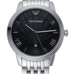 Emporio Armani Classic Black Dial Stainless Steel Bracelet  622334