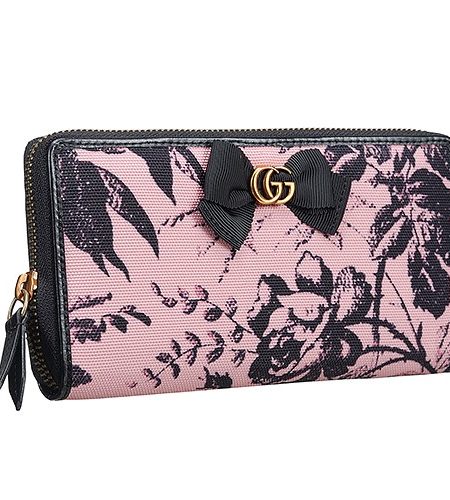 Gucci Black Flower Print Canvas Zip Around Wallet 18927136