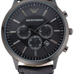 Emporio Armani Classic Chronograph Black Dial Black Leather Bracelet  622340