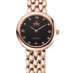 Omega De Ville Prestige No Date Black Dial With Diamonds Rose Gold Case And Bracelet