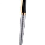 Christian Dior Gold Rimmed Silver Embossed Lower Body Black Ballpoint Pen  622726