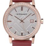 Burberry The City Classic Diamonds Case Silver Dial Red Bracelet  622570
