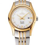 Omega De Ville Ladies White Dial Gold Case Two Tone Bracelet 1453786