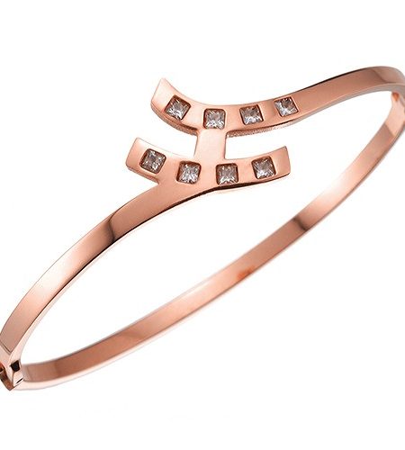Hermes Diamond H Rose Gold Bangle 700609