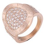 Bvlgari Replica Diamond Embellished Engraved Rim Rose-Gold Ring